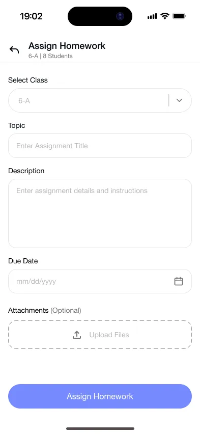 Gyanama app: a teacher assigning AI-generated homework
