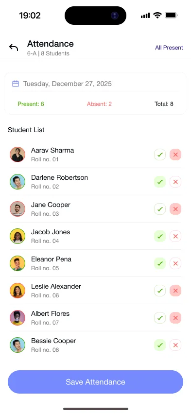 Gyanama app: marking class attendance